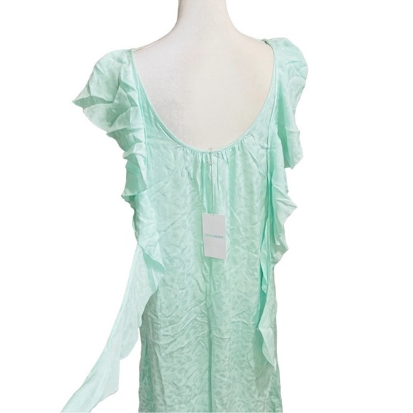 Zadig & Voltaire Medium Reen Ruffle Neck Silk Maxi Dress Mint Green $578 NWT - Picture 11 of 16